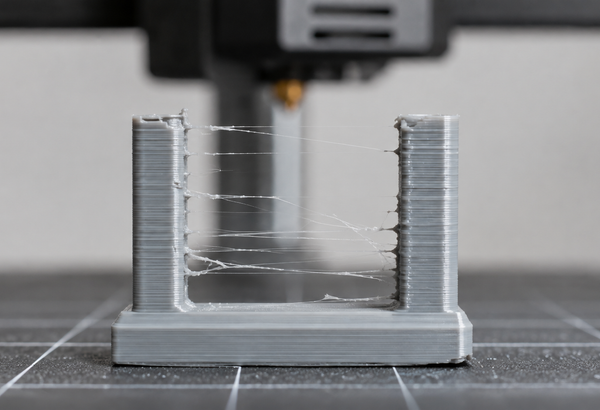 3D print showing stringing between two towers