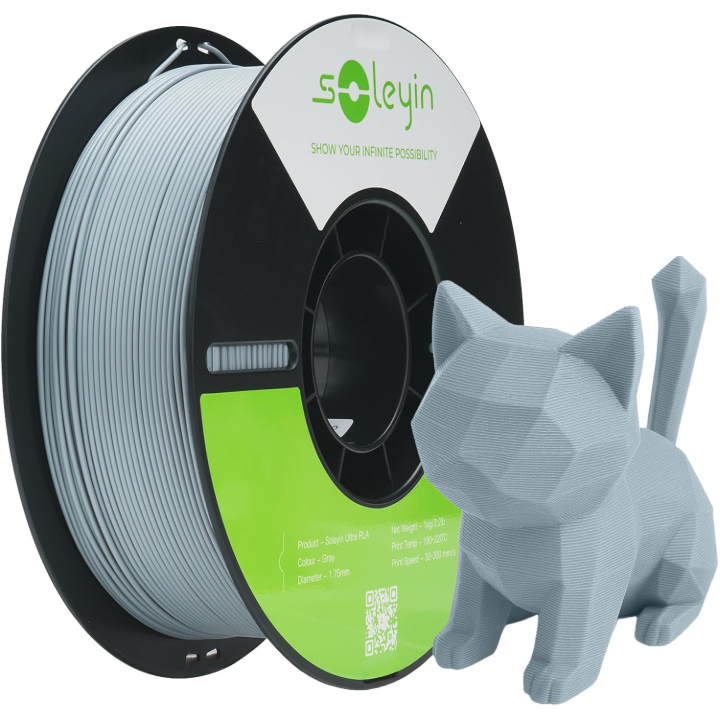 Soleyin Ultra PLA Matte Gray 1 kg – 1.75 mm High-Speed Matte Finish
